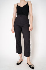 Peter O. Mahler Linen Viscose Cropped High-Rise Cuffed Trousers in Dark Charcoal Vancouver. Shop Online or in Store.