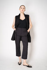 Peter O. Mahler Linen Viscose Cropped High-Rise Cuffed Trousers in Dark Charcoal Vancouver. Shop Online or in Store.