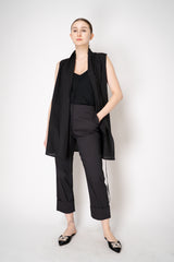 Peter O. Mahler Linen Viscose Cropped High-Rise Cuffed Trousers in Dark Charcoal Vancouver. Shop Online or in Store.