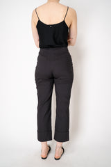 Peter O. Mahler Linen Viscose Cropped High-Rise Cuffed Trousers in Dark Charcoal Vancouver. Shop Online or in Store.