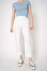 Peter O. Mahler Linen Viscose Cropped High-Rise Cuffed Trousers in White Vancouver. Shop Online or in Store.