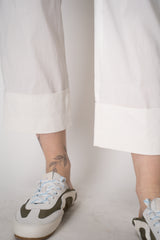 Peter O. Mahler Linen Viscose Cropped High-Rise Cuffed Trousers in White Vancouver. Shop Online or in Store.