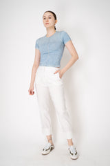 Peter O. Mahler Linen Viscose Cropped High-Rise Cuffed Trousers in White Vancouver. Shop Online or in Store.