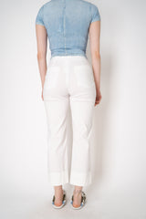 Peter O. Mahler Linen Viscose Cropped High-Rise Cuffed Trousers in White Vancouver. Shop Online or in Store.