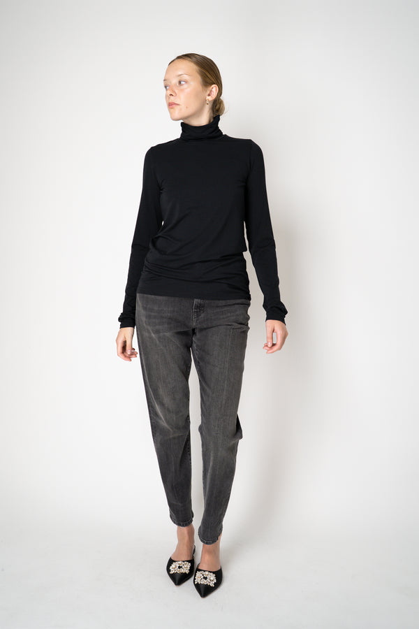 Peter O. Mahler Long Sleeve Turtleneck Jersey Pullover Top in Black Vancouver. Shop Online or in Store. 