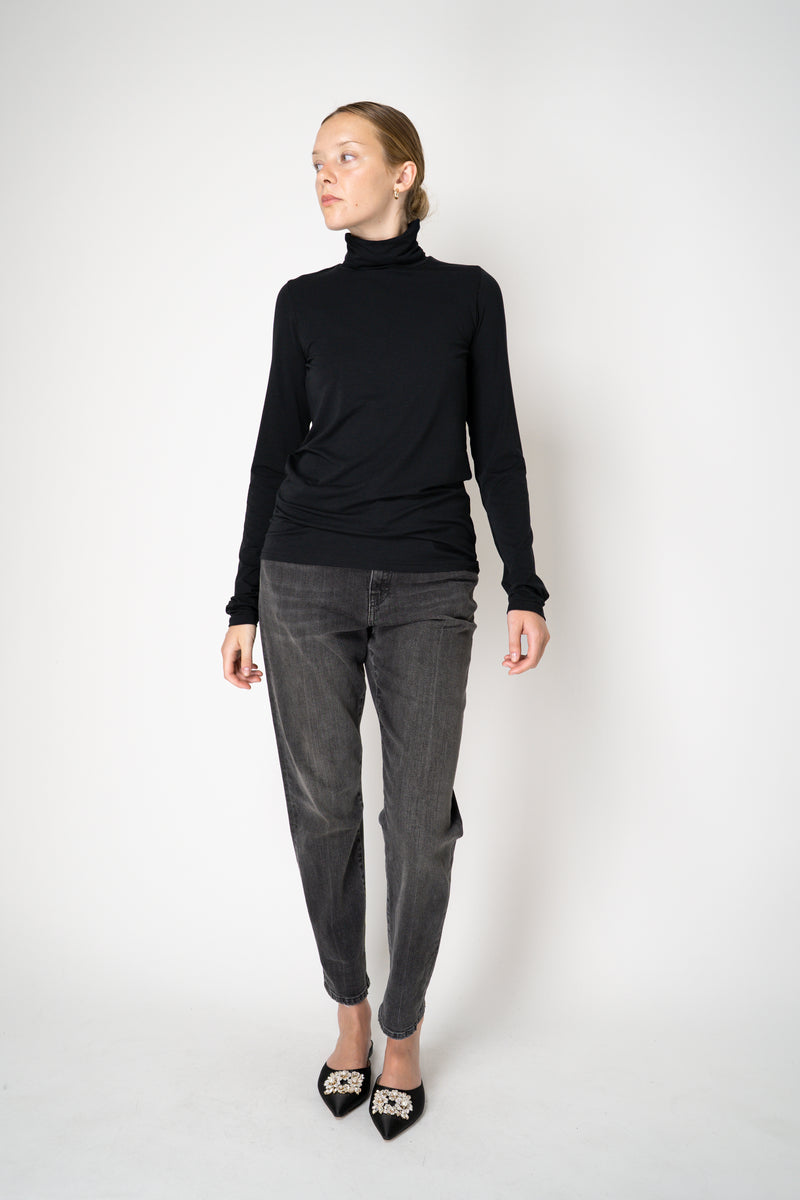 Peter O. Mahler Long Sleeve Turtleneck Jersey Pullover Top in Black Vancouver. Shop Online or in Store. 