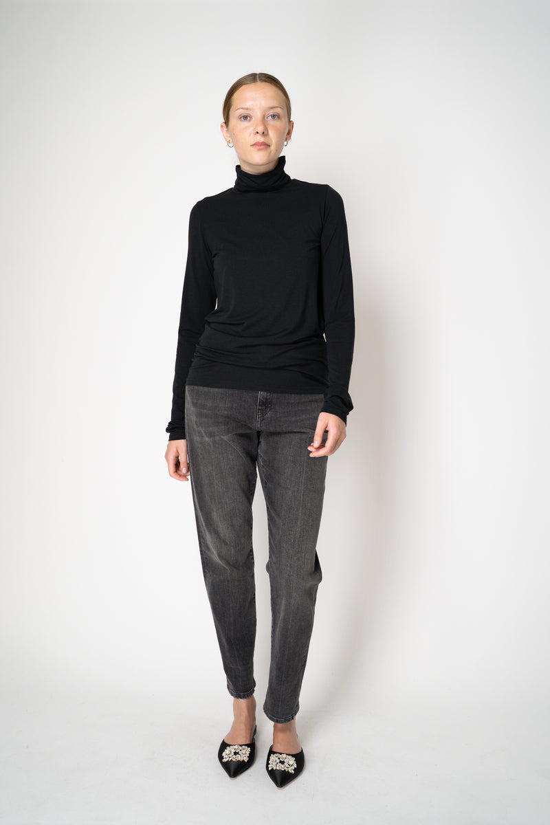 Peter O. Mahler Long Sleeve Turtleneck Jersey Pullover Top in Black Vancouver. Shop Online or in Store. 