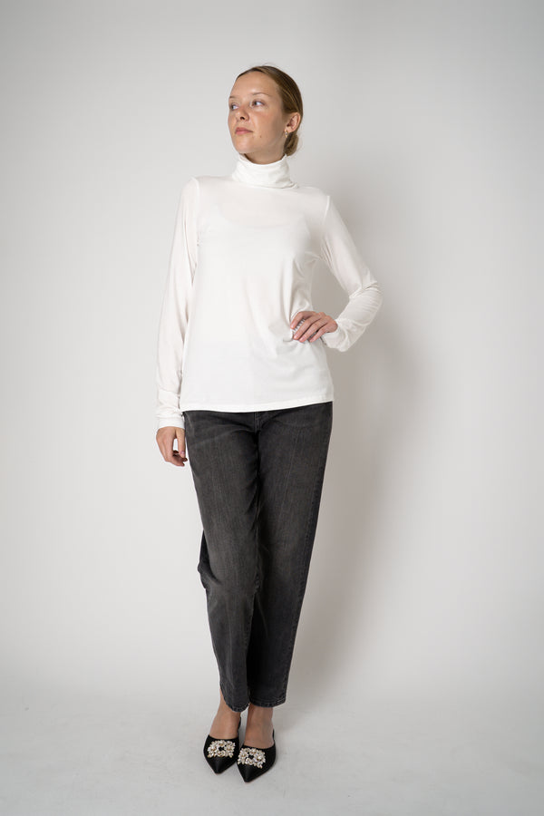 Peter O. Mahler Long Sleeve Turtleneck Jersey Pullover Top in White Vancouver. Shop Online or in Store.