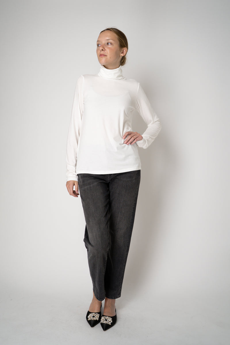 Peter O. Mahler Long Sleeve Turtleneck Jersey Pullover Top in White Vancouver. Shop Online or in Store.