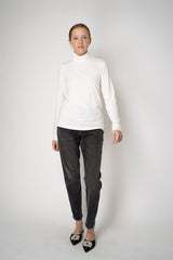 Peter O. Mahler Long Sleeve Turtleneck Jersey Pullover Top in White Vancouver. Shop Online or in Store.