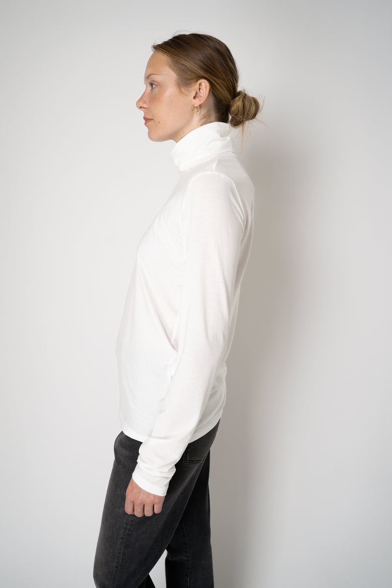 Peter O. Mahler Long Sleeve Turtleneck Jersey Pullover Top in White Vancouver. Shop Online or in Store.