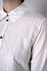 Peter O. Mahler Pinstripe Crash and Jersey Hybrid Shirt in White Vancouver. Shop Online or in Store.
