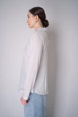 Peter O. Mahler Pinstripe Crash and Jersey Hybrid Shirt in White Vancouver. Shop Online or in Store.