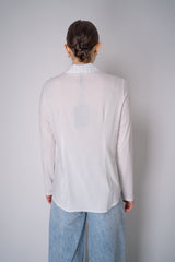 Peter O. Mahler Pinstripe Crash and Jersey Hybrid Shirt in White Vancouver. Shop Online or in Store.