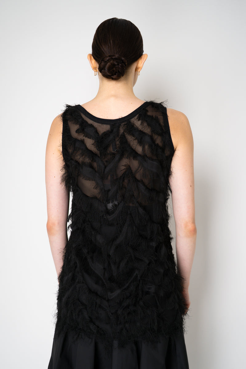 Peter O. Mahler Round Neck Fringed Sheer Tunic Top in Black Vancouver. Shop Online or in Store. 
