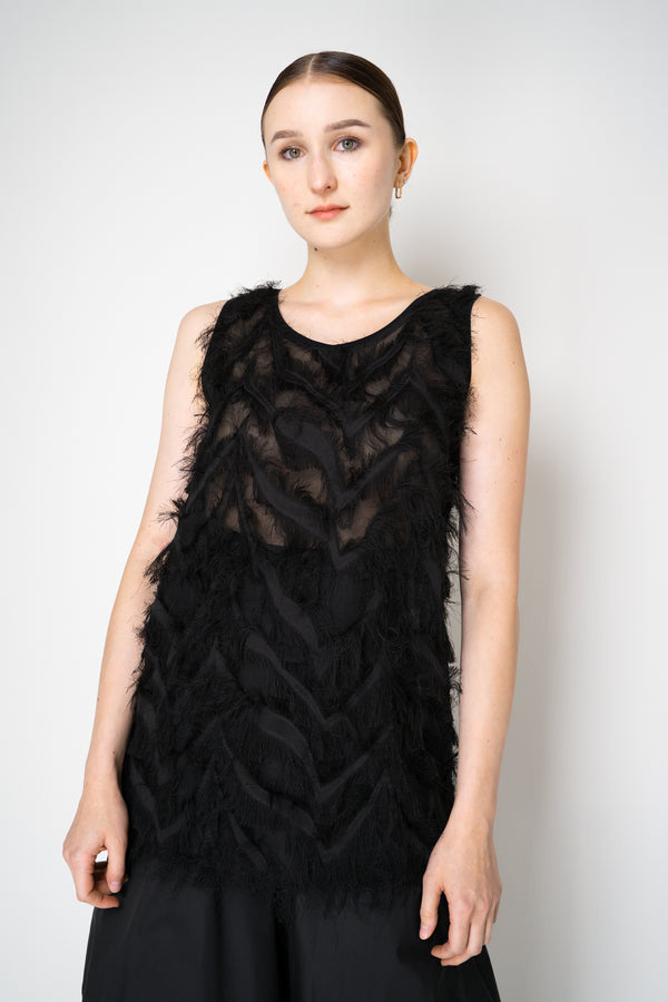 Peter O. Mahler Round Neck Fringed Sheer Tunic Top in Black Vancouver. Shop Online or in Store. 