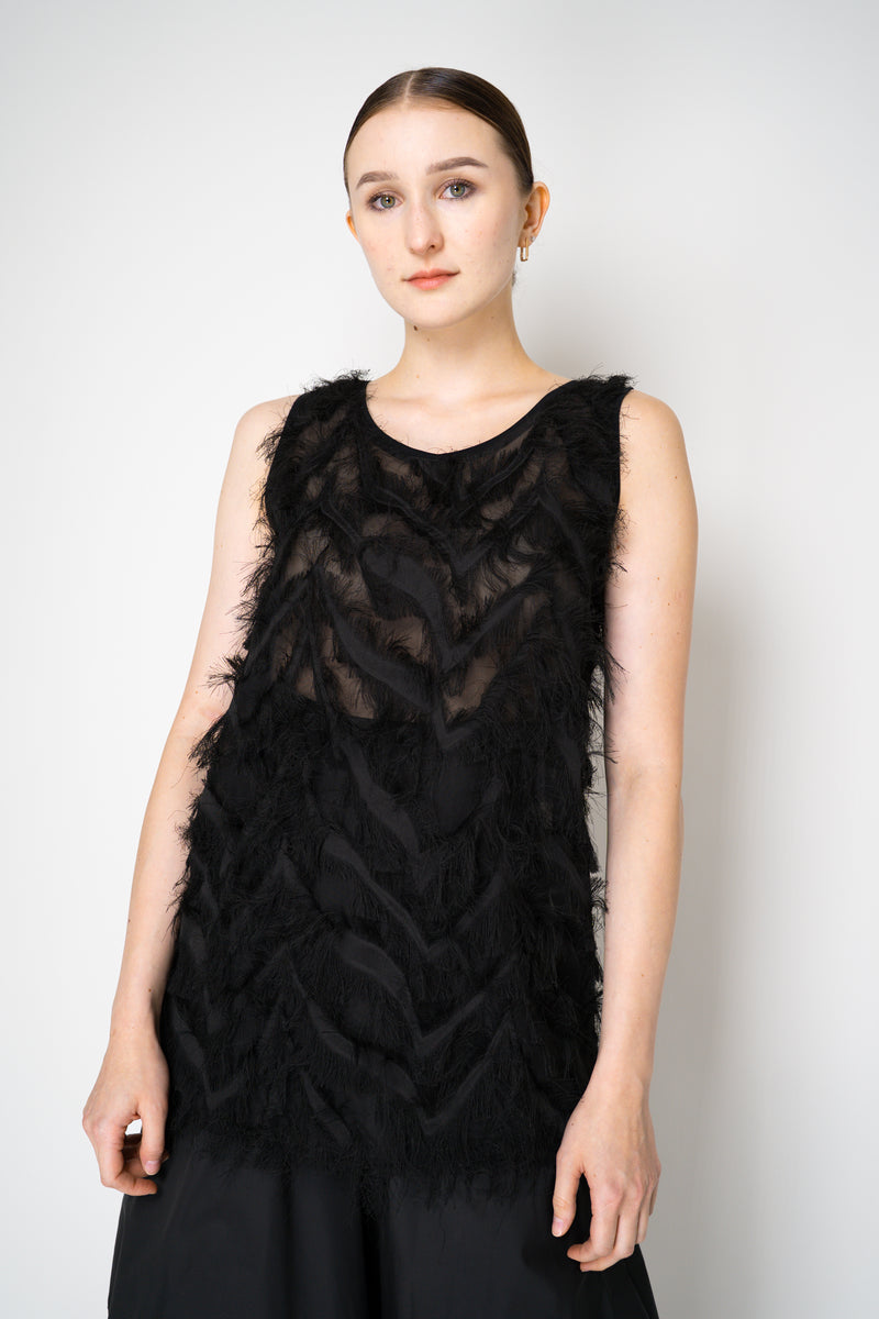 Peter O. Mahler Round Neck Fringed Sheer Tunic Top in Black Vancouver. Shop Online or in Store. 