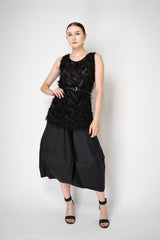 Peter O. Mahler Round Neck Fringed Sheer Tunic Top in Black Vancouver. Shop Online or in Store. 