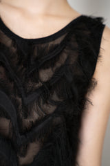 Peter O. Mahler Round Neck Fringed Sheer Tunic Top in Black Vancouver. Shop Online or in Store. 