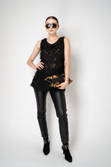 Peter O. Mahler Round Neck Fringed Sheer Tunic Top in Black Vancouver. Shop Online or in Store. 