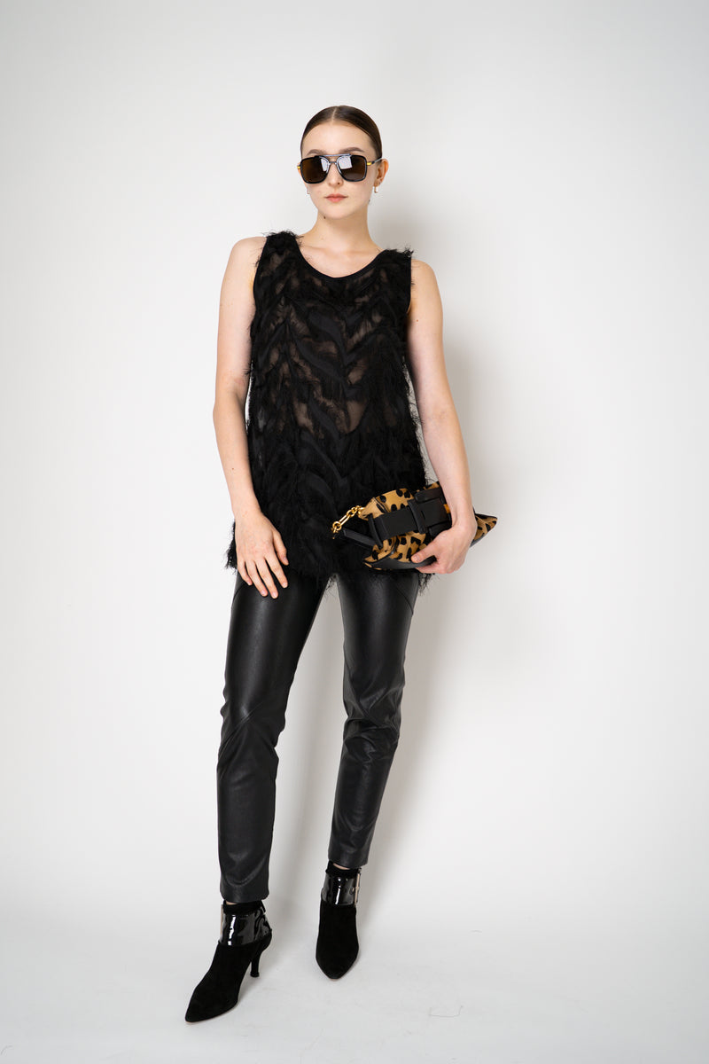 Peter O. Mahler Round Neck Fringed Sheer Tunic Top in Black Vancouver. Shop Online or in Store. 