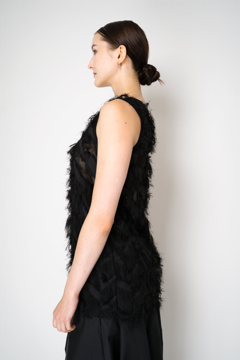 Peter O. Mahler Round Neck Fringed Sheer Tunic Top in Black Vancouver. Shop Online or in Store. 