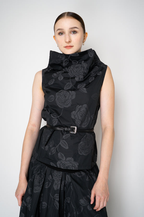 Peter O. Mahler Sleeveless Floral Print Crash Cowl Neck Top in Black Vancouver. Shop Online or in Store.