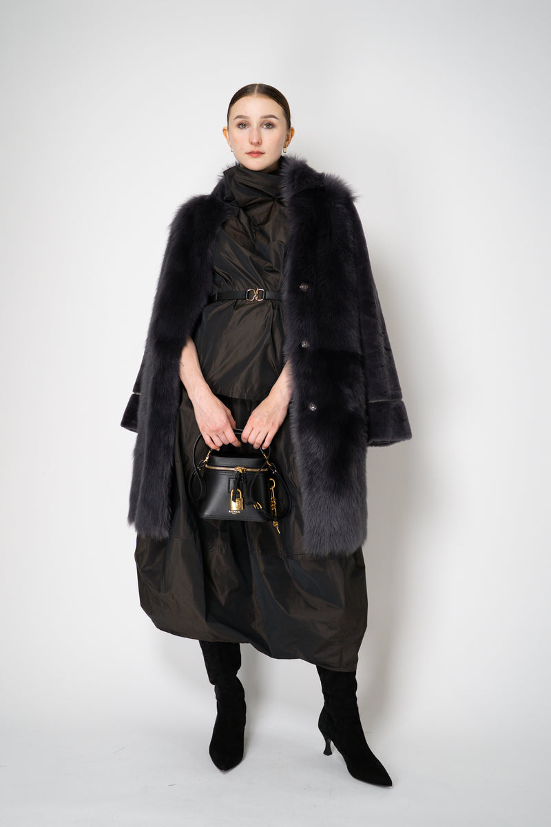 Peter O. Mahler Sleeveless Taffeta High Neck Top in Brown Shot Black Vancouver. Shop Online or in Store.
