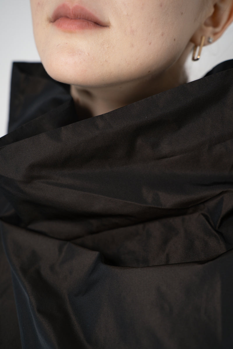 Peter O. Mahler Sleeveless Taffeta High Neck Top in Brown Shot Black Vancouver. Shop Online or in Store.