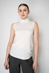 Peter O. Mahler Stretch Jersey High Neck Lyocell-Cotton Sleeveless Top in White Vancouver. Shop Online or in Store. 