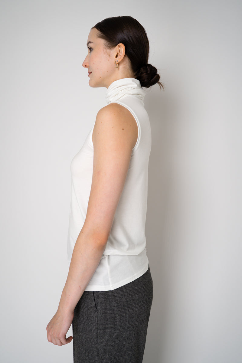 Peter O. Mahler Stretch Jersey High Neck Lyocell-Cotton Sleeveless Top in White Vancouver. Shop Online or in Store. 