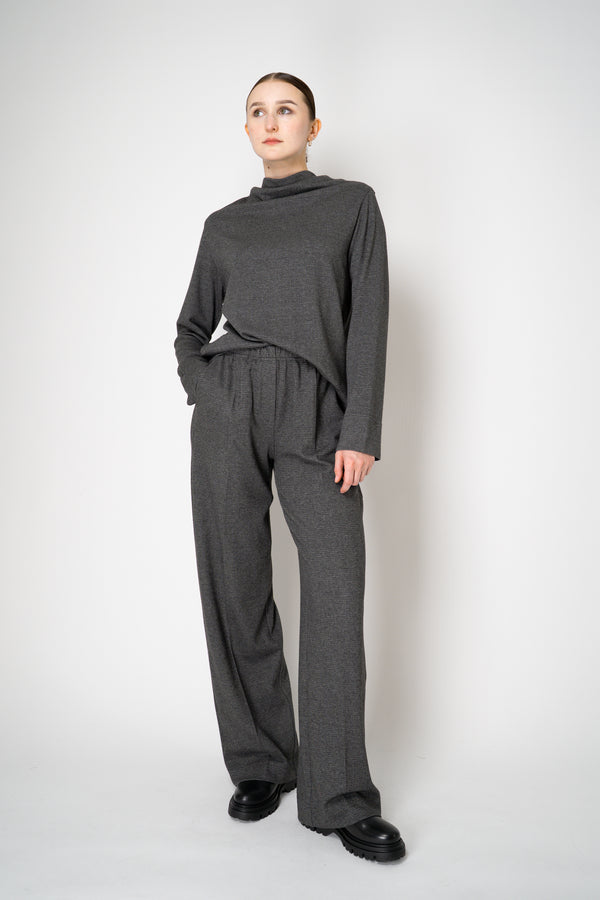 Peter O. Mahler Stretch Knit Boat Neck Relaxed Pullover in Grey Micro Plaid Vancouver. Shop Online or in Store. 