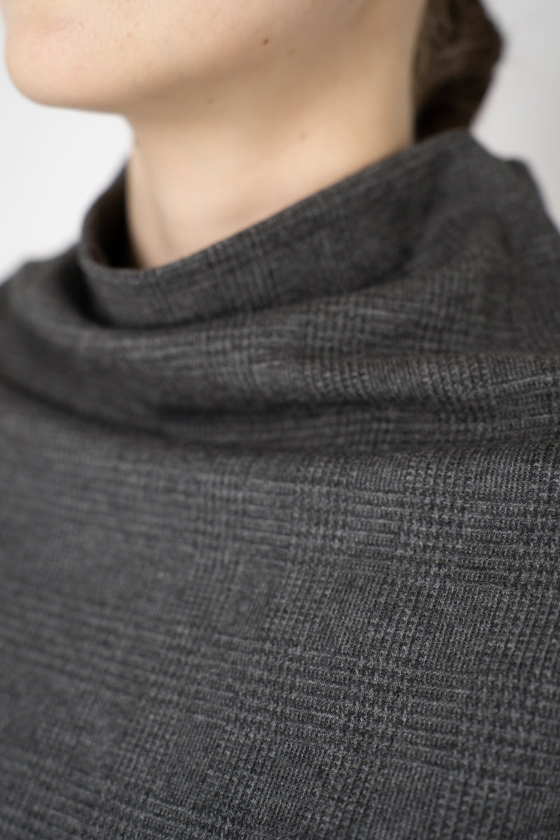 Peter O. Mahler Stretch Knit Boat Neck Relaxed Pullover in Grey Micro Plaid Vancouver. Shop Online or in Store. 