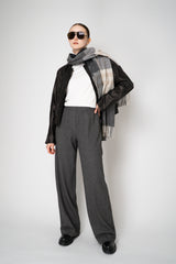 Peter O. Mahler Stretch Knit Wide Leg Pull-On Trousers in Grey Micro Plaid Vancouver. Shop Online or in Store. 