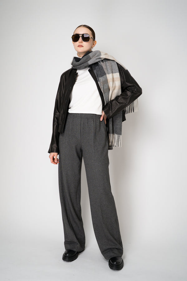 Peter O. Mahler Stretch Knit Wide Leg Pull-On Trousers in Grey Micro Plaid Vancouver. Shop Online or in Store. 