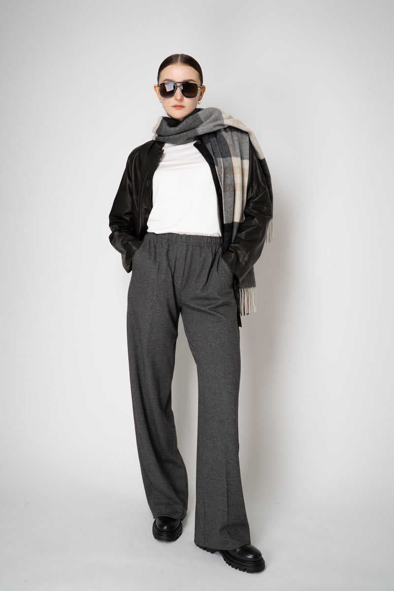 Peter O. Mahler Stretch Knit Wide Leg Pull-On Trousers in Grey Micro Plaid Vancouver. Shop Online or in Store. 