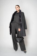 Peter O. Mahler Stretch Knit Wide Leg Pull-On Trousers in Grey Micro Plaid Vancouver. Shop Online or in Store. 