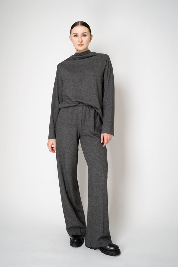Peter O. Mahler Stretch Knit Wide Leg Pull-On Trousers in Grey Micro Plaid Vancouver. Shop Online or in Store. 