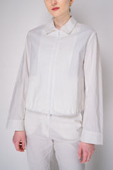 Peter O. Mahler Stretch Linen Blend Zip-Up Shirt Jacket in White Vancouver. Shop Online or in Store.