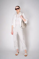 Peter O. Mahler Stretch Linen Blend Zip-Up Shirt Jacket in White Vancouver. Shop Online or in Store.
