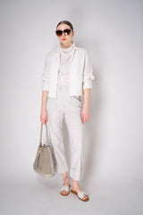 Peter O. Mahler Stretch Linen Blend Zip-Up Shirt Jacket in White Vancouver. Shop Online or in Store.