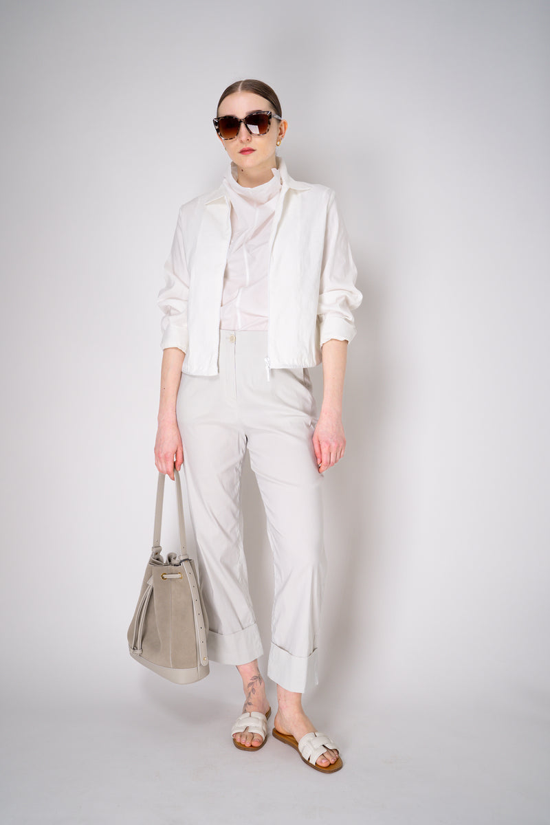 Peter O. Mahler Stretch Linen Blend Zip-Up Shirt Jacket in White Vancouver. Shop Online or in Store.
