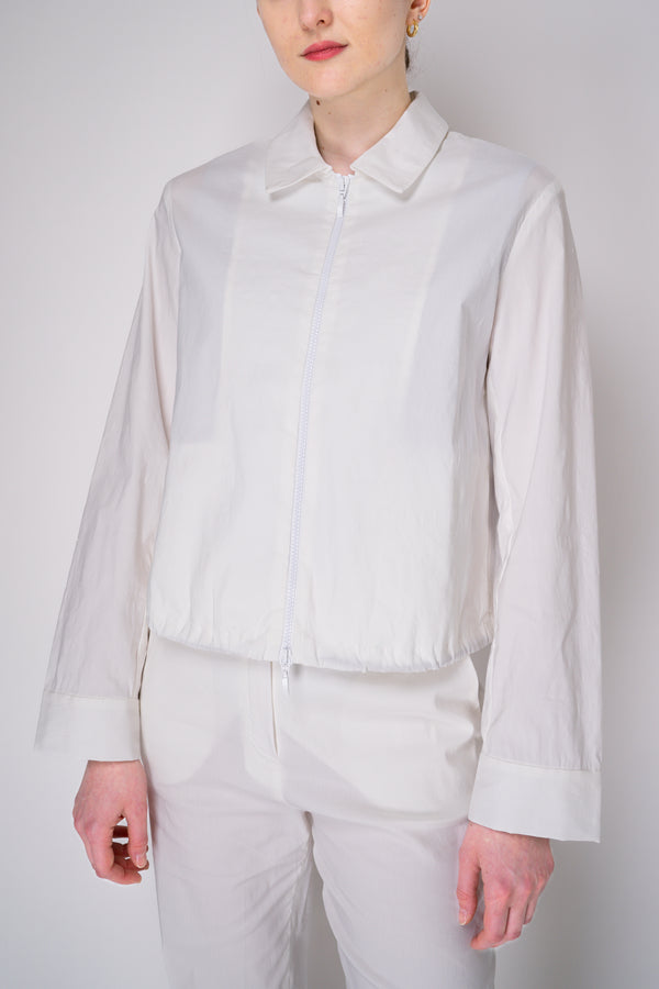 Peter O. Mahler Stretch Linen Blend Zip-Up Shirt Jacket in White Vancouver. Shop Online or in Store.