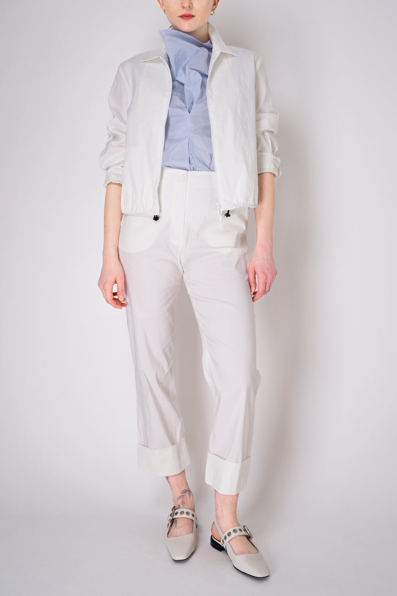 Peter O. Mahler Stretch Linen Blend Zip-Up Shirt Jacket in White Vancouver. Shop Online or in Store.