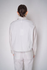 Peter O. Mahler Stretch Linen Blend Zip-Up Shirt Jacket in White Vancouver. Shop Online or in Store.
