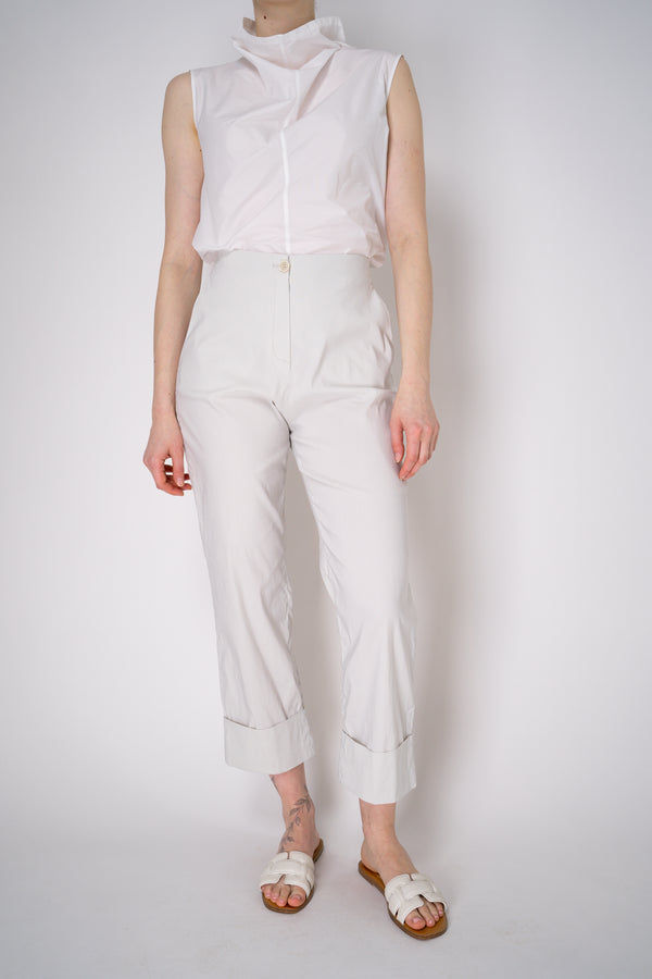 Peter O. Mahler Tapered Linen Trousers with Turned Cuffs in Clay Vancouver. Shop Online or in Store