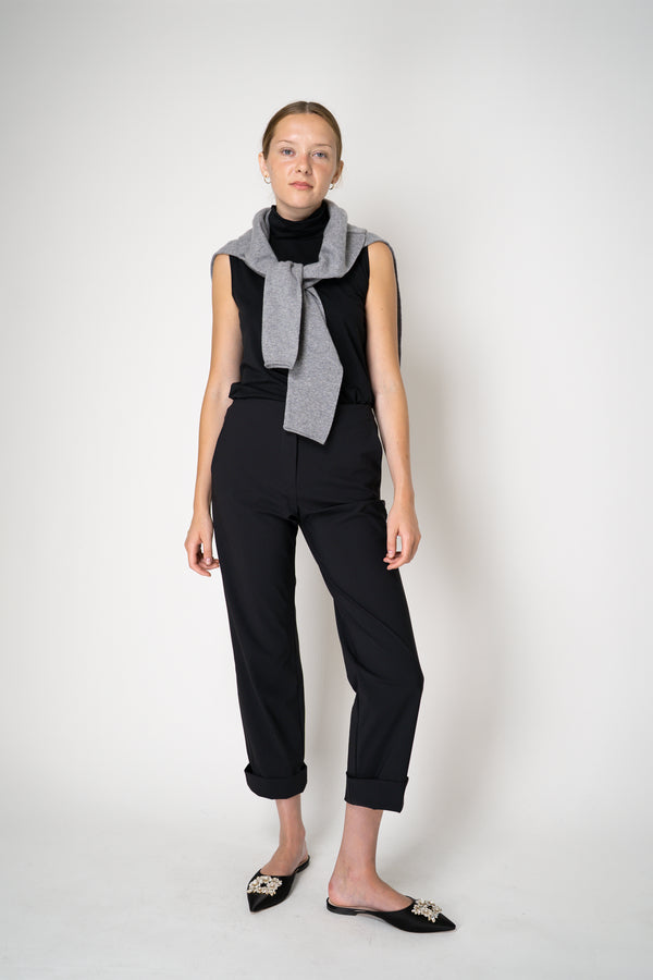 Peter O. Mahler Techno Stretch Cropped Cuffed Trousers in Black Vancouver. Shop Online or in Store