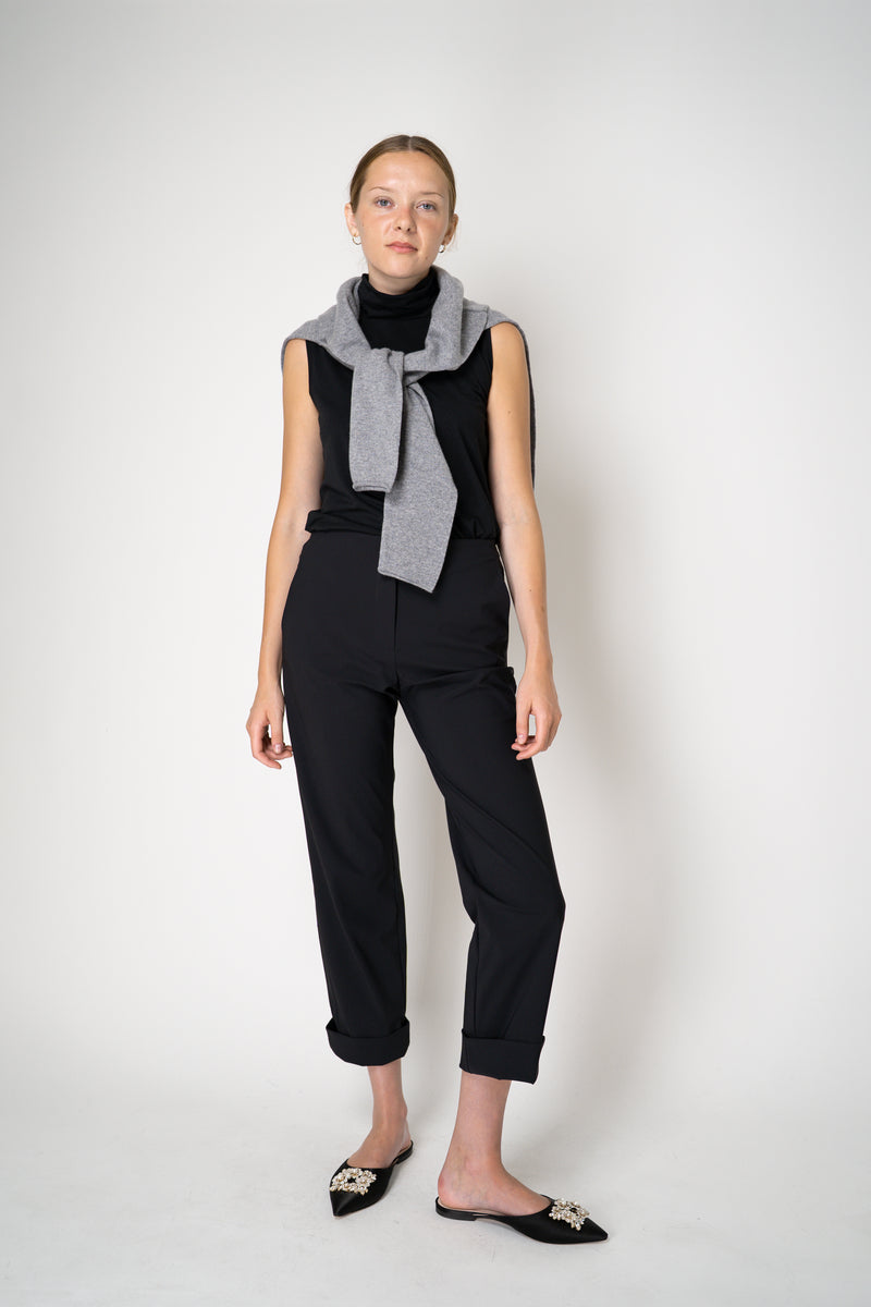 Peter O. Mahler Techno Stretch Cropped Cuffed Trousers in Black Vancouver. Shop Online or in Store