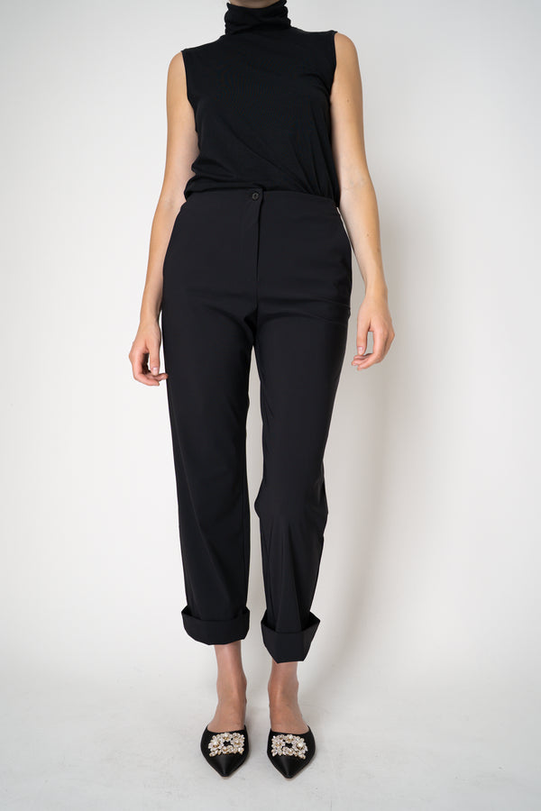 Peter O. Mahler Techno Stretch Cropped Cuffed Trousers in Black Vancouver. Shop Online or in Store