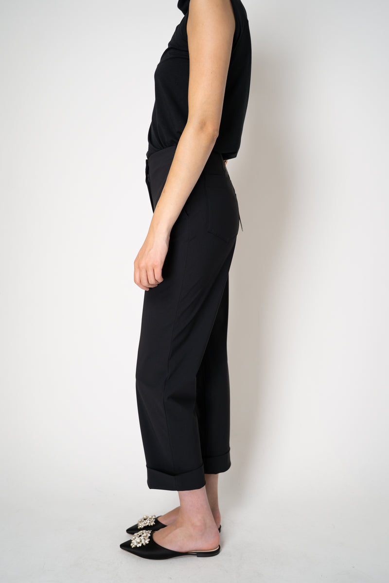 Peter O. Mahler Techno Stretch Cropped Cuffed Trousers in Black Vancouver. Shop Online or in Store